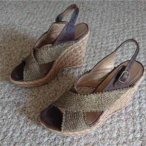 STUART WEITZMAN Olive green Toogood Raffia Espadrille Size 6.5